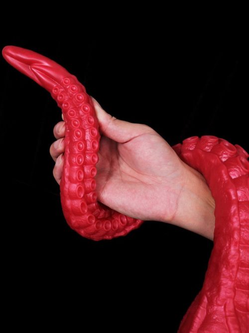 A red tentacle-shaped anal plug designed for enhanced pleasure and exploration