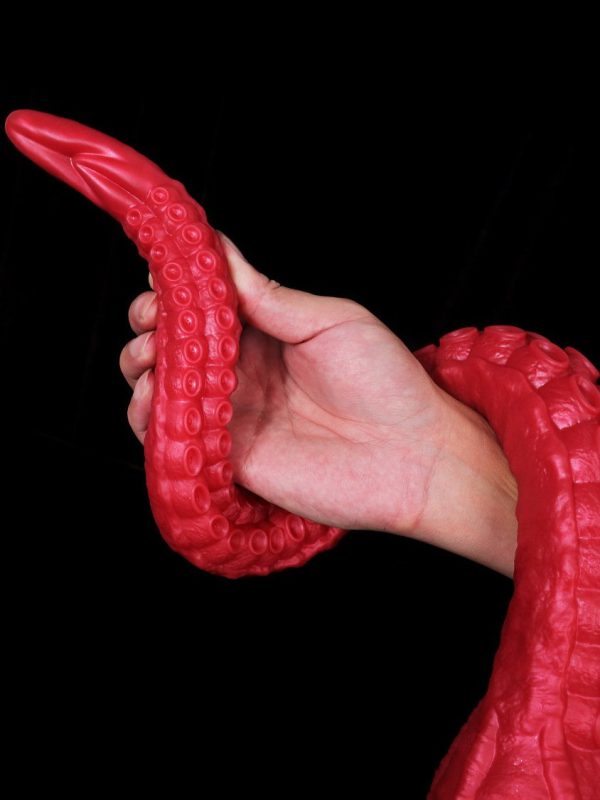 A red tentacle-shaped anal plug designed for enhanced pleasure and exploration