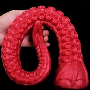 A red tentacle-shaped anal plug designed for enhanced pleasure and exploration