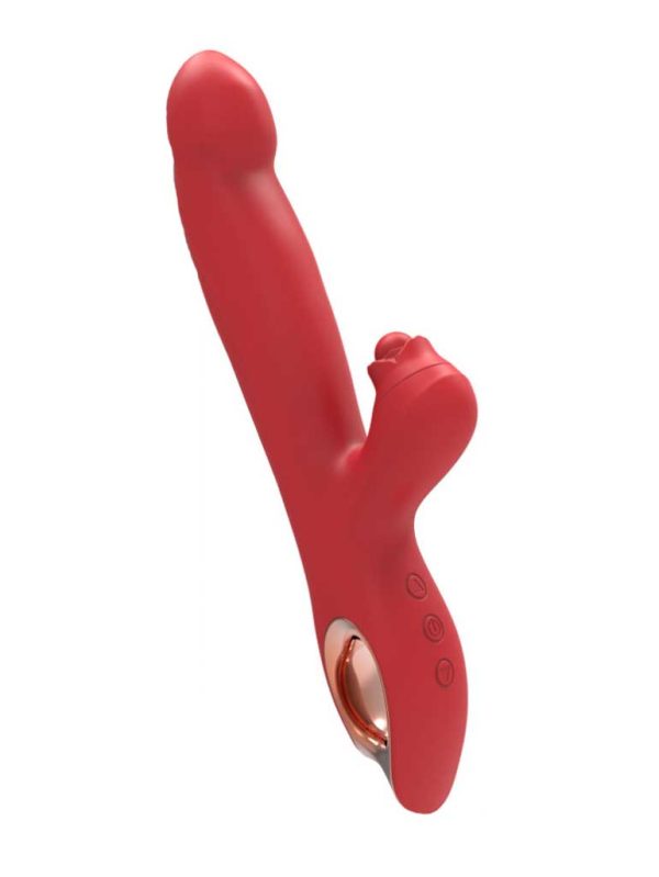 Rose-Creep-Vibrator Bold red vibrator featuring a smooth design and multiple vibration settings for an exciting and pleasurable experience