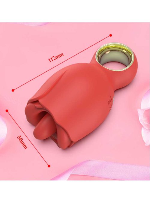 A rose-shaped vibrator featuring a licking function, designed to provide a unique and sensual experience with its elegant design
