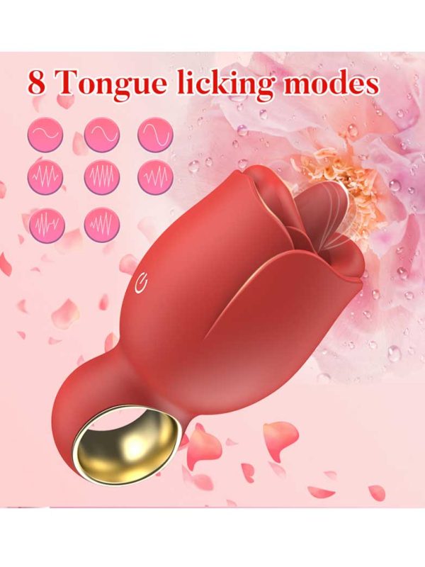 Rose-Sucking-Vibrator-02 A rose-shaped vibrator featuring a licking function, designed to provide a unique and sensual experience with its elegant design