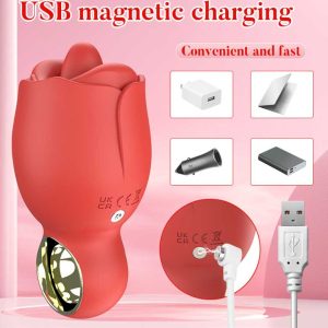 Rose-Sucking-Vibrator-03 A rose-shaped vibrator featuring a licking function, designed to provide a unique and sensual experience with its elegant design