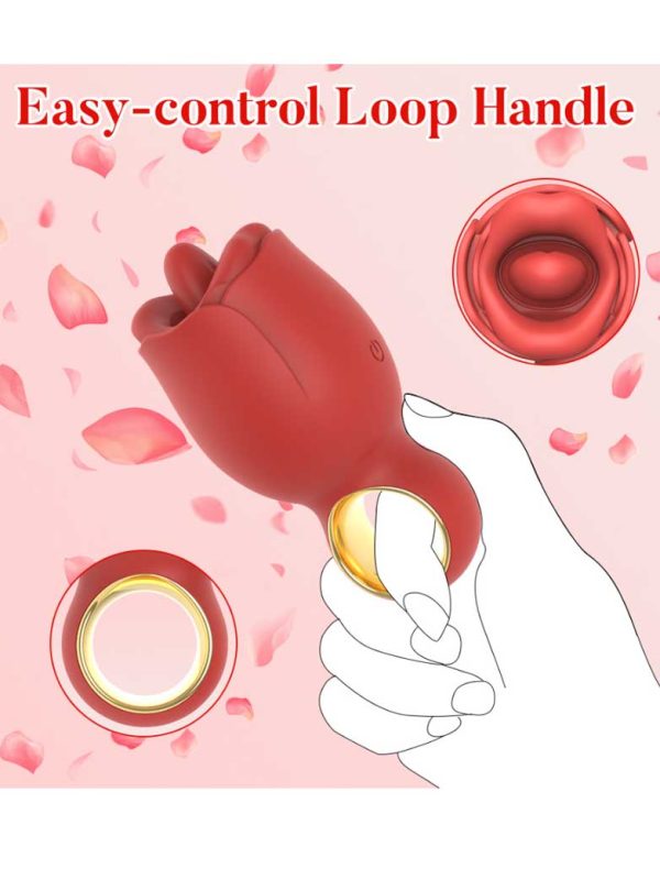 Rose-Sucking-Vibrator-05 A rose-shaped vibrator featuring a licking function, designed to provide a unique and sensual experience with its elegant design
