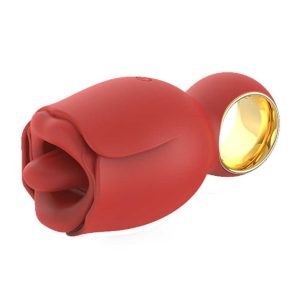 Rose-Sucking-Vibrator A rose-shaped vibrator featuring a licking function, designed to provide a unique and sensual experience with its elegant design