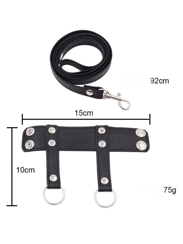 Black scrotal restraint designed for comfort and restraint, featuring an innovative and stylish design