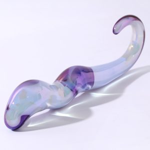 Transparent purple seahorse-shaped anal plug designed for a whimsical and unique experience, combining playful aesthetics with functionality