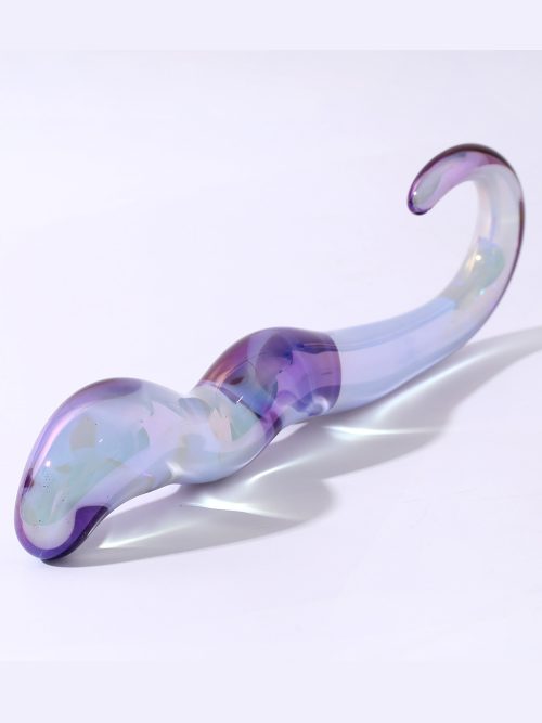 Transparent purple seahorse-shaped anal plug designed for a whimsical and unique experience, combining playful aesthetics with functionality