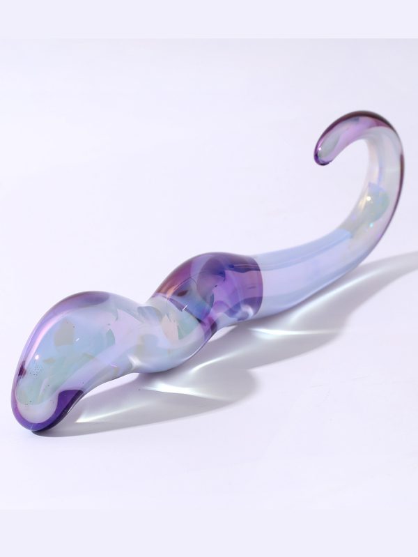 Transparent purple seahorse-shaped anal plug designed for a whimsical and unique experience, combining playful aesthetics with functionality