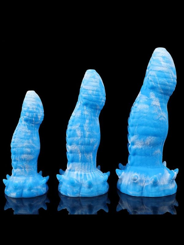 Blue octopus tentacle-shaped anal plug with a sleek design and textured surface for enhanced stimulation