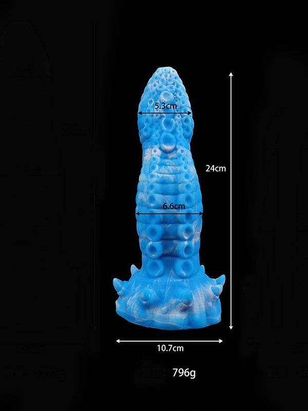 Blue octopus tentacle-shaped anal plug with a sleek design and textured surface for enhanced stimulation