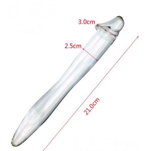 Transparent dildo with a realistic glans shape
