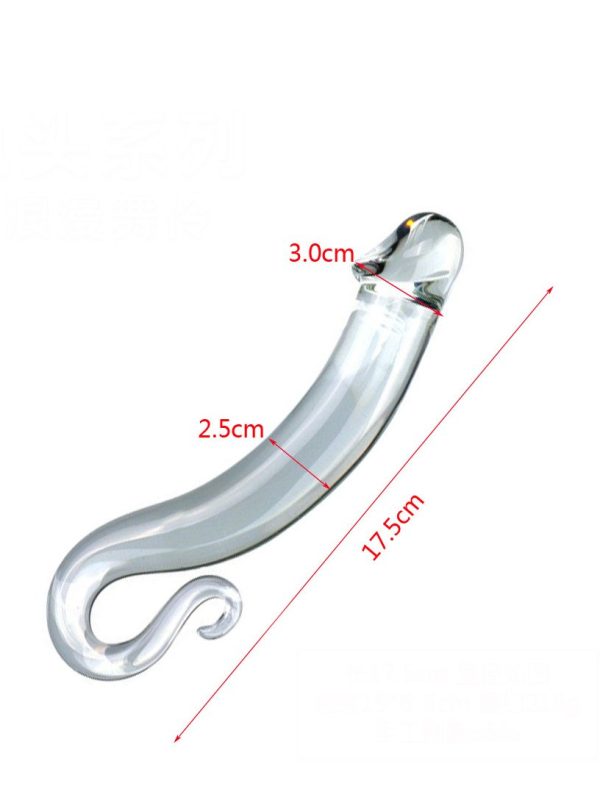 Transparent dildo with a realistic glans shape