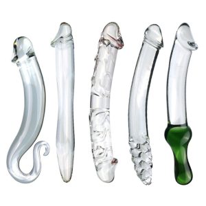 Transparent dildo with a realistic glans shape
