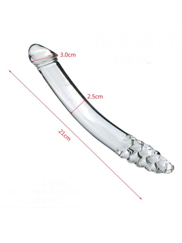 Transparent dildo with a realistic glans shape