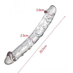 Transparent dildo with a realistic glans shape