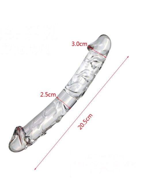 Transparent dildo with a realistic glans shape