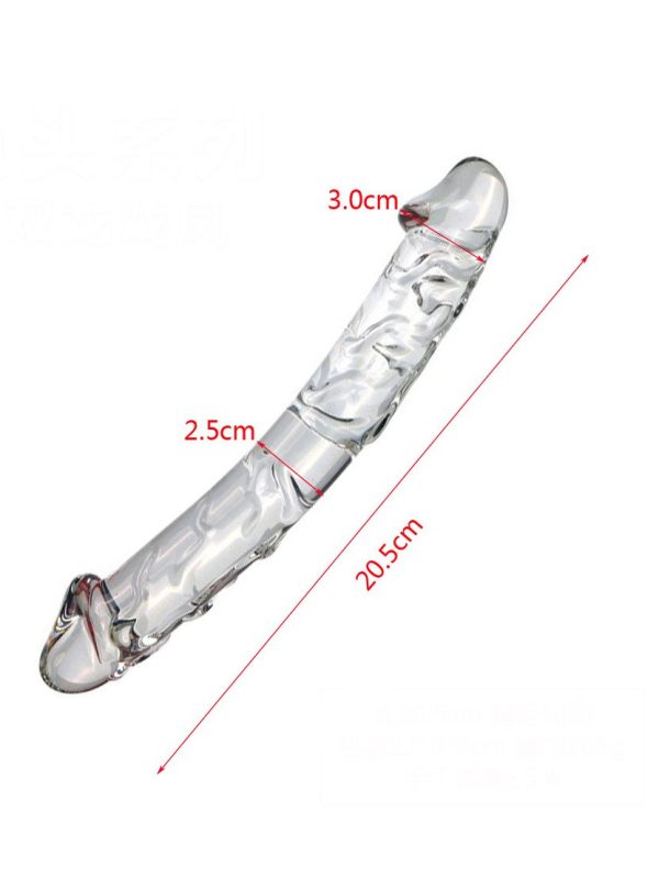 Transparent dildo with a realistic glans shape