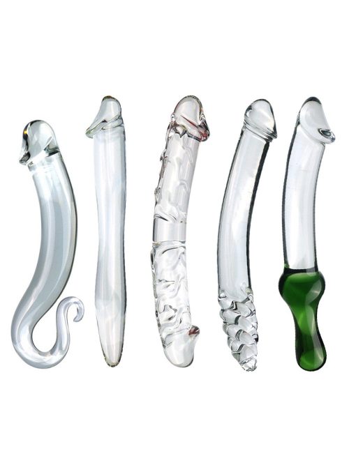 Transparent dildo with a realistic glans shape