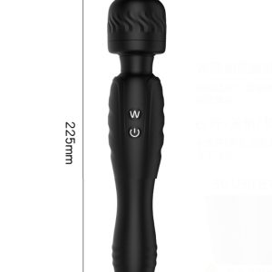 X-Love-Double-Head-Vibrator-01 Black vibrator featuring a spiral-patterned design on the top