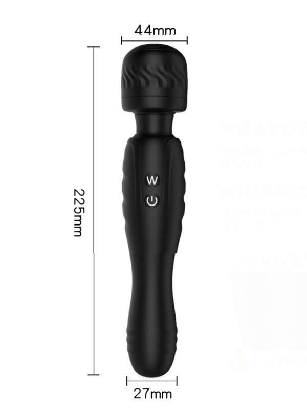 X-Love-Double-Head-Vibrator-01 Black vibrator featuring a spiral-patterned design on the top