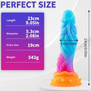 Silicone dildo with suction cup base for hands-free pleasure