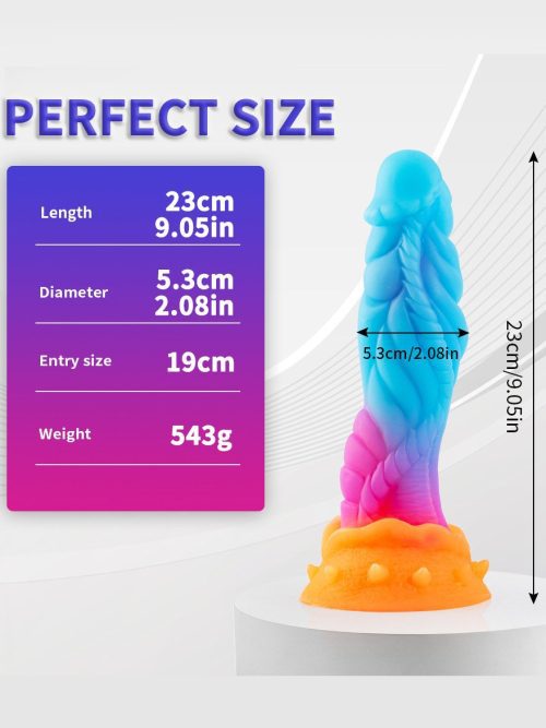 Silicone dildo with suction cup base for hands-free pleasure