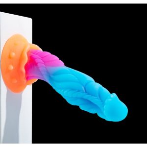 Silicone dildo with suction cup base for hands-free pleasure