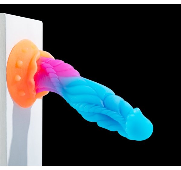 Silicone dildo with suction cup base for hands-free pleasure
