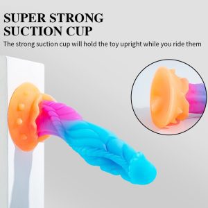 Silicone dildo with suction cup base for hands-free pleasure