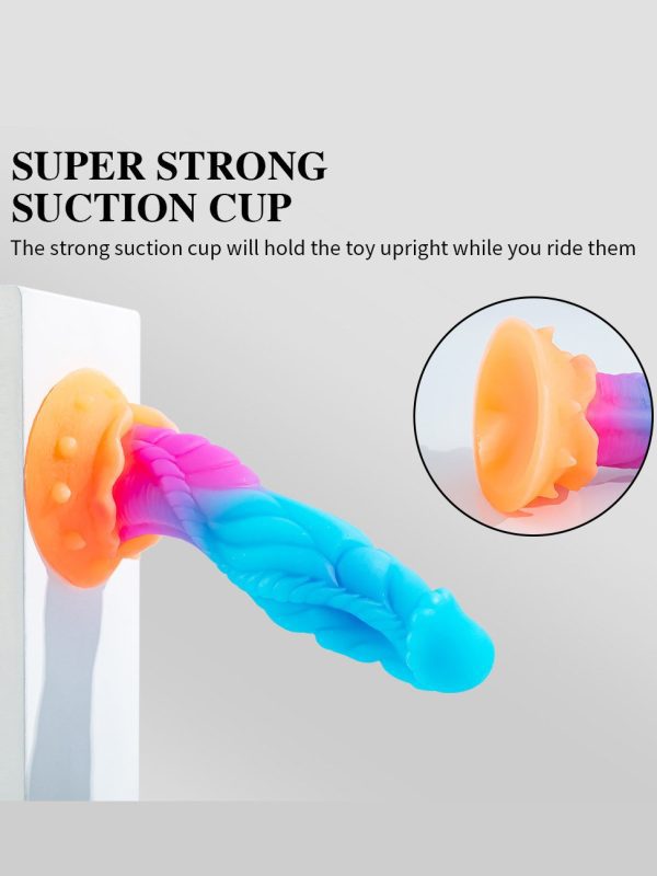 Silicone dildo with suction cup base for hands-free pleasure