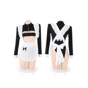 Busty-Maid-Lingerie-Set-03 Playful maid-style bunny girl lingerie set featuring delicate lace and seductive design