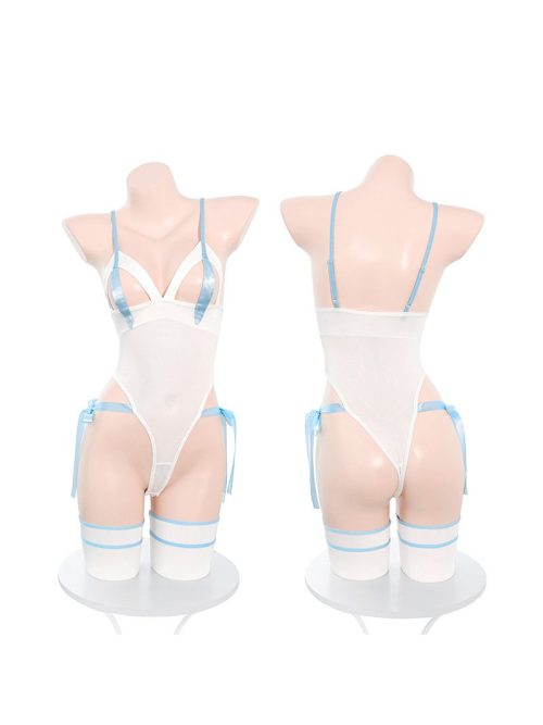 Cat-themed cutout lingerie set featuring playful design and intricate detailing