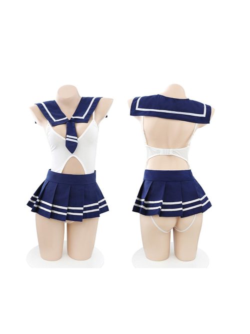 Seductive deep V student-themed lingerie set, featuring a playful design and delicate lace details