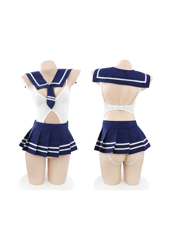 Seductive deep V student-themed lingerie set, featuring a playful design and delicate lace details