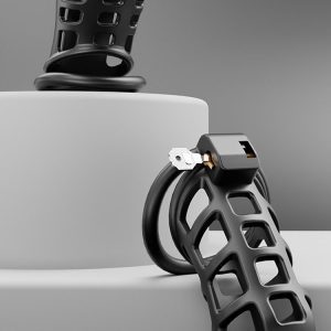 Black bondage strap featuring a securely designed harness for enhanced restraint and pleasure