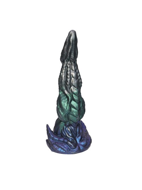 Black and gold uniquely shaped silicone dildo with a textured design