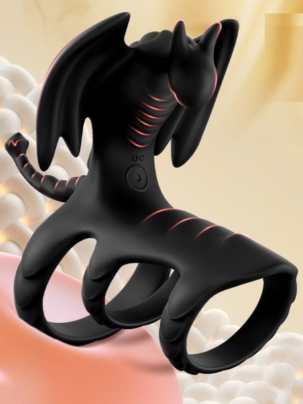 Black cock ring in a flying dragon design, perfect for enhanced pleasure and comfort