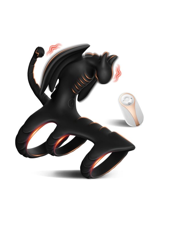Black cock ring in a flying dragon design, perfect for enhanced pleasure and comfort