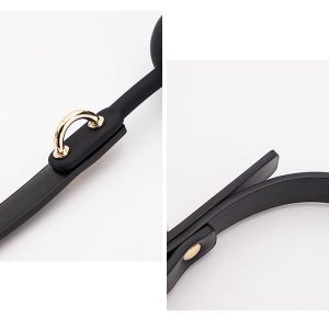 A sleek black silicone gag designed for comfort and style during intimate play