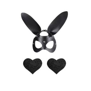 Halloween-Bunny-Girl-Lingerie-Set-02 Black Halloween Bunny Girl Lingerie Set featuring playful design with bunny ears and lace accents