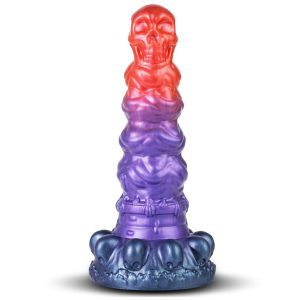 Halloween-themed skeleton skull silicone dildo with intricate details and realistic design