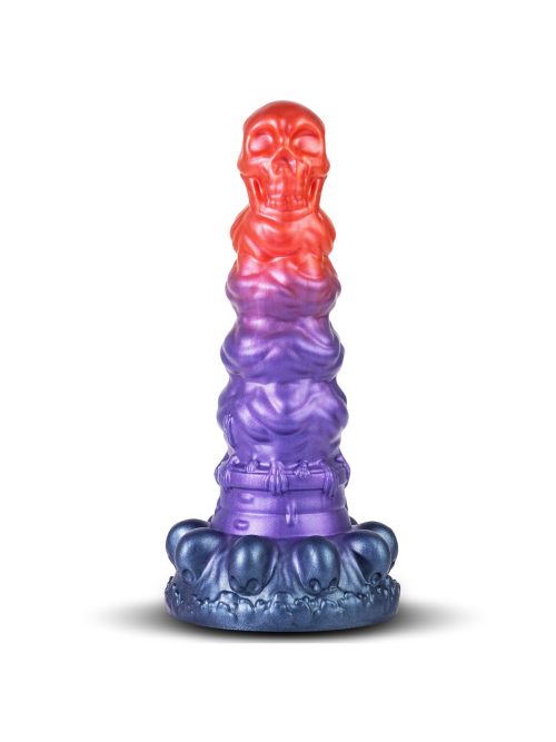 Halloween-themed skeleton skull silicone dildo with intricate details and realistic design