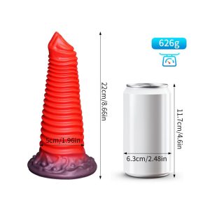 Red unconventional silicone dildo designed for enhanced pleasure and stimulation