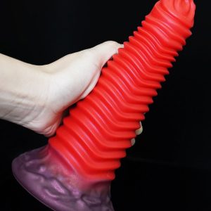 Red unconventional silicone dildo designed for enhanced pleasure and stimulation