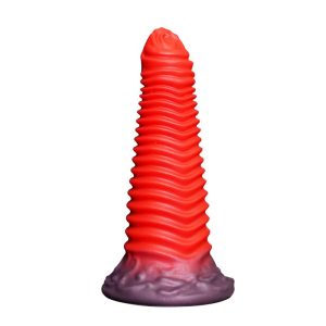 Red unconventional silicone dildo designed for enhanced pleasure and stimulation