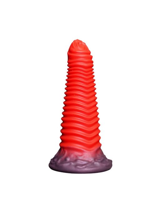 Red unconventional silicone dildo designed for enhanced pleasure and stimulation