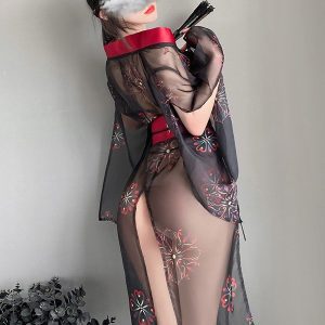 Japanese-Printed-Kimono-Lingerie-Set-03 Elegant kimono-style lingerie set featuring delicate patterns and a flattering design