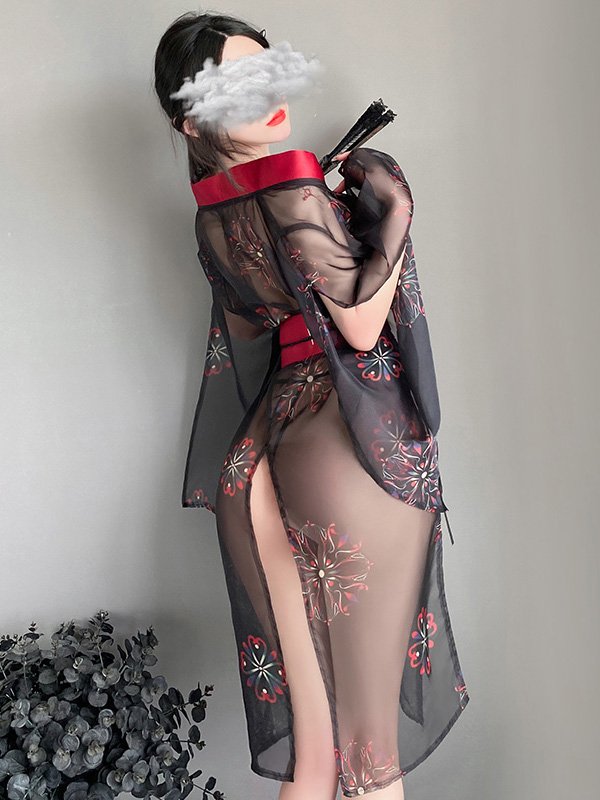 Japanese-Printed-Kimono-Lingerie-Set-03 Elegant kimono-style lingerie set featuring delicate patterns and a flattering design