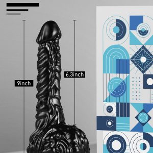 Black dildo with textured surface featuring multiple raised bumps for enhanced stimulation